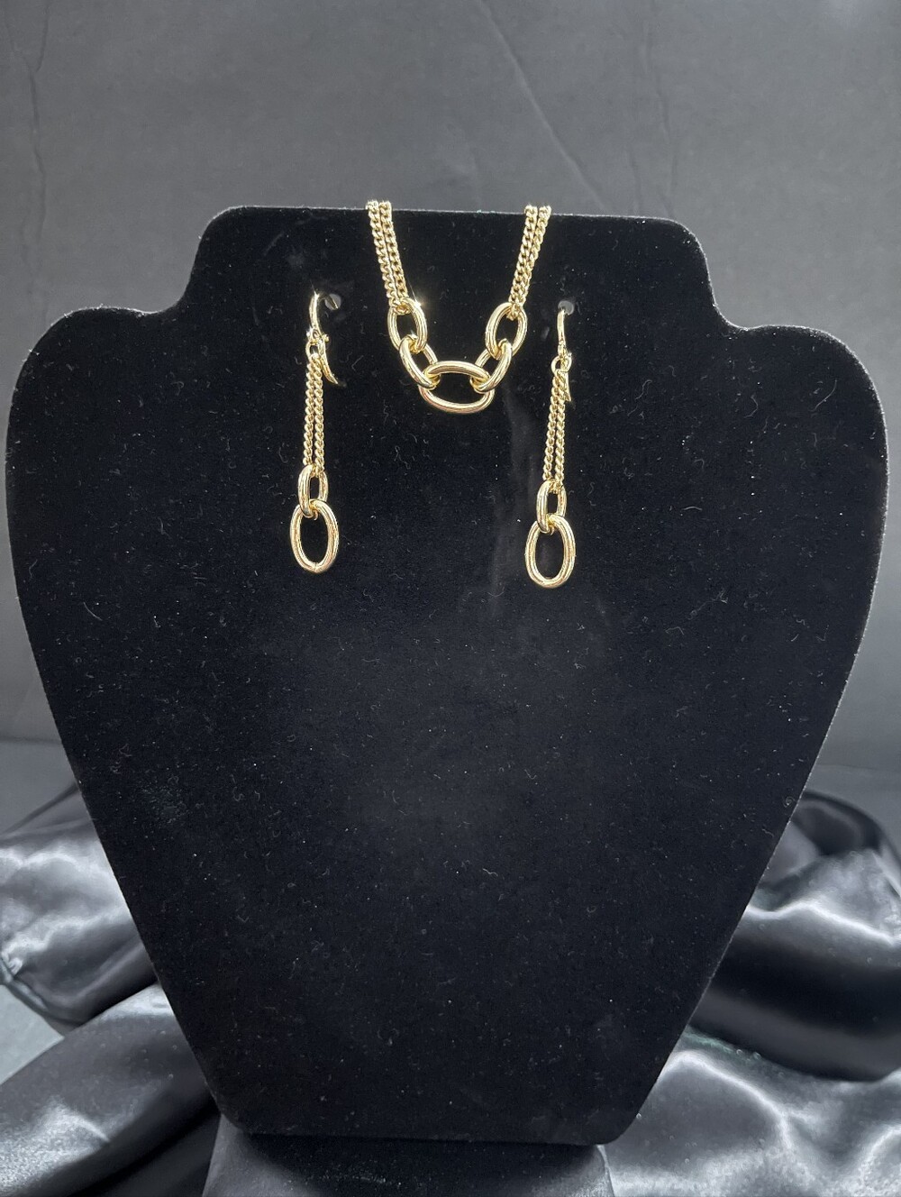 Gold Filled Linked Drop Necklace & Earrings Set